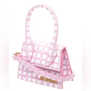 Jacquemus MINI Le Chiquito Leather Checkered Pink & White Bag Authentic